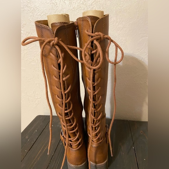 Like-new lace up faux leather tall boots - Picture 13 of 13